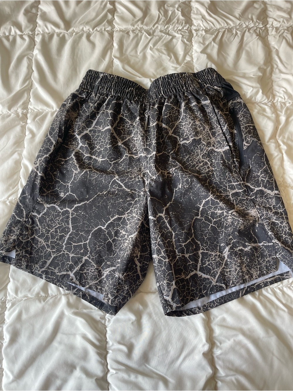 DSG Black and White Marble Print Men's Athletic Shorts